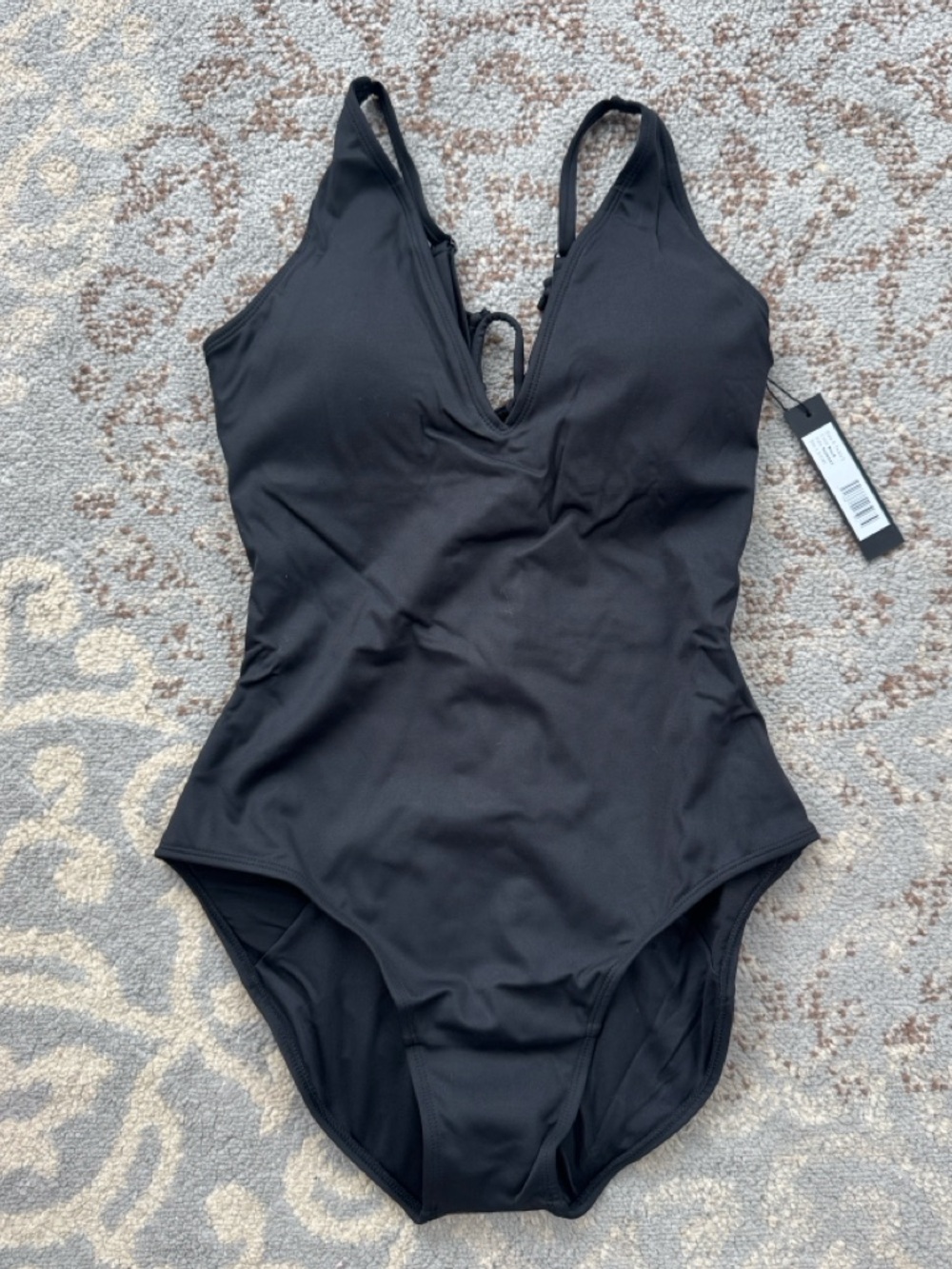 TA3 Plungey Best Seller Snatched Corset Back Swimsuit Black Swimsuit Large Short